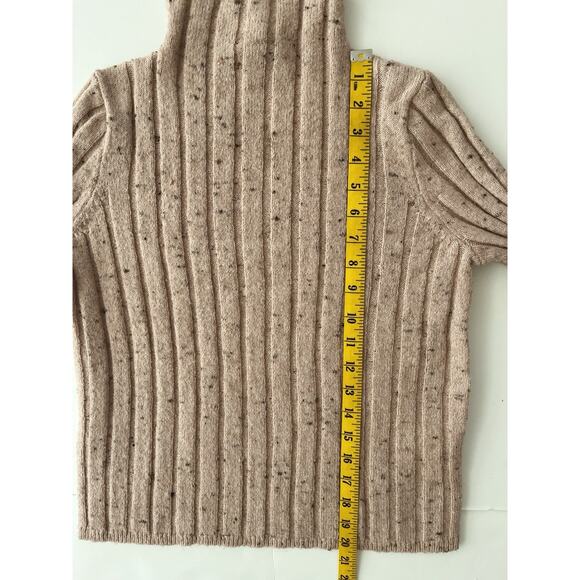 Madewell Donegal Evercrest Sweater Women S Tan Wool Blend Ribbed Turtle Neck - Picture 7 of 12